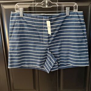 LOFT Navy and White Striped Women's Shorts